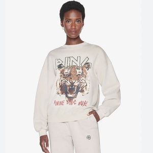 Anine Bing Cream Tiger Graphic Sweatshirt